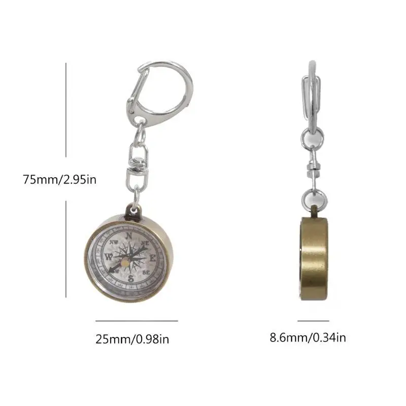 652F 열쇠 고리 생존 나침반 하이킹 캠핑 야외 모험을위한 방수 나침반