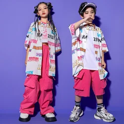 Hip Hop Costumes for Girls Boys Dancewear Suits Jazz Ballroom Dance Clothes Kids Hiphop Stage Costumes Pants Shirt Vest Shorts