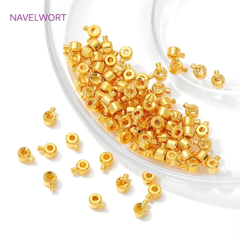 10/20Pcs 18K Gold Plated Crimp Beads For Jewelry Making Brass End Beads Clip Clasps,Bracelet End Bead,DIY Jewelry Accessories image 2
