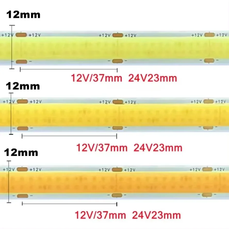 1-5m Double Row COB LED Light Strip 12V/24V High Brightness Flexible FOB LED Tape 624LED/m RA90 3000K 4000K 6000K Dimmable Strip