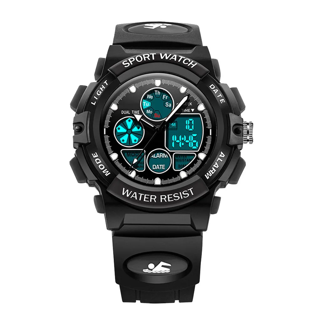 

Digital Watch for Kids Child Luminous Wristwatch 30M Waterproof Stopwatch Alarm Clock LED Student Gift Black Color