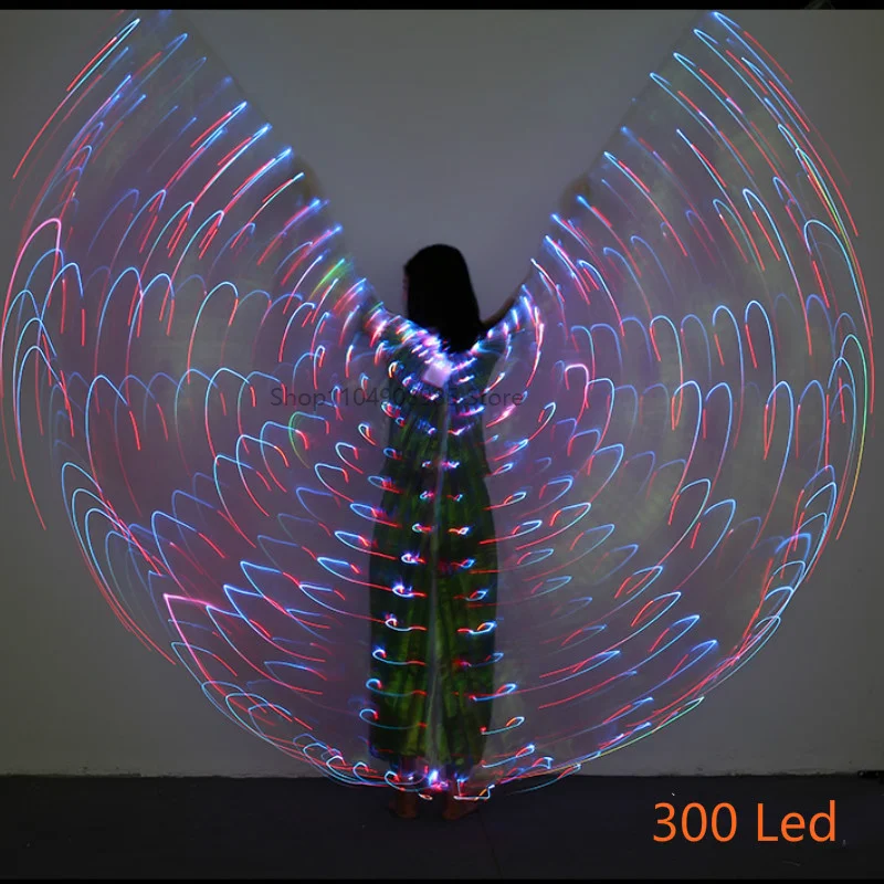 Star Multicolor LED Isis ปีก Holding Sticks Belly Dance STAGE Performance Club Light Up เครื่องแต่งกาย Props 360 เปิด