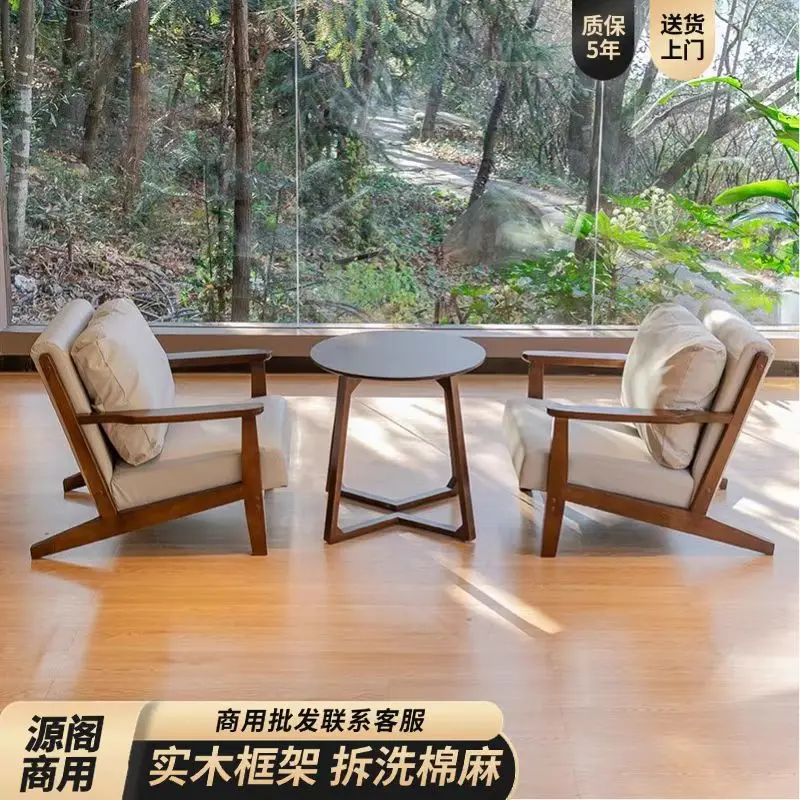 Commercial Booth Sofa Set Solid Wood, Table Chair Combination for Milk Tea Coffee Shop Homestay Restaurant Office Leisure  Seat