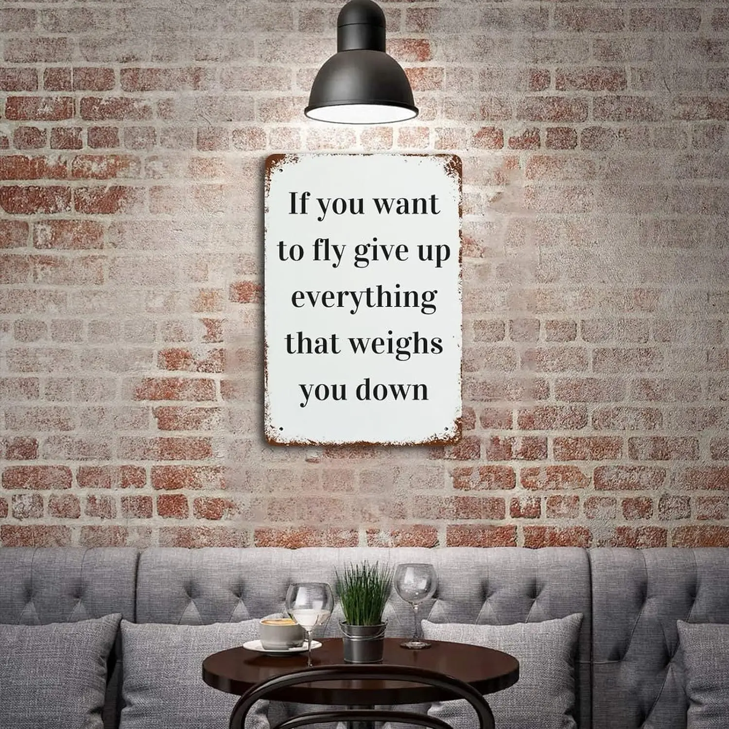 Vintage Tin Sign If You Want To Fly Give Up Everything That Weighs You Down Wall Art Decor Metal Sign Quote Pub Diner