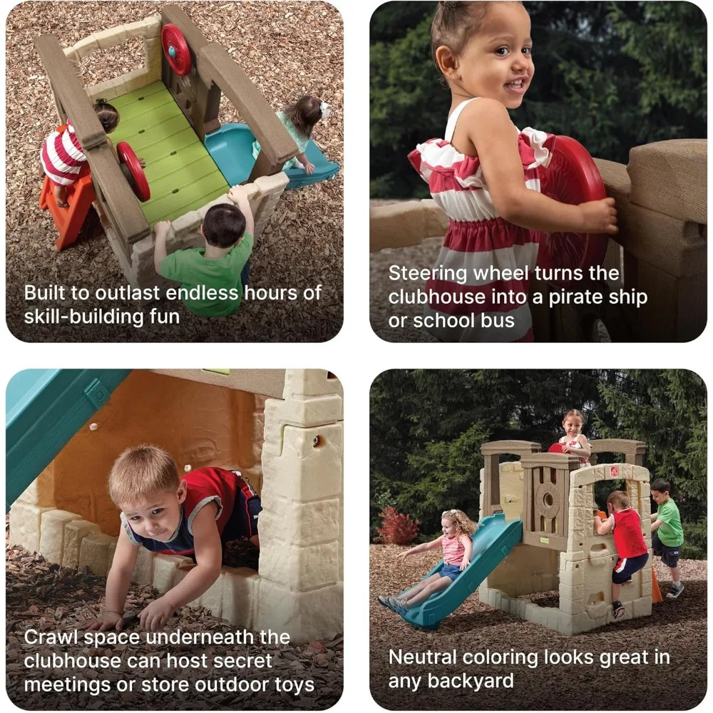 Juego de escalada y deslizamiento al aire libre para niños de 2 a 6 años, equipo de patio de juegos en el patio trasero