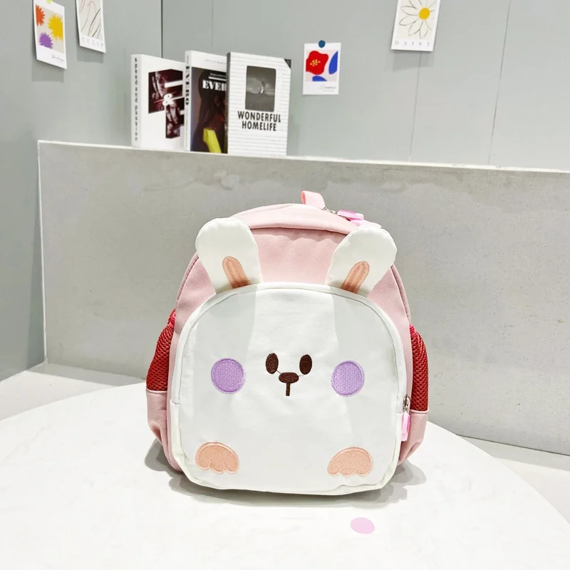 Cartoon Rabbit Boys' and Girls' Bags 2023 New Fashion Embroidery Contrast Color Children's Backpack Kindergarten School Bag