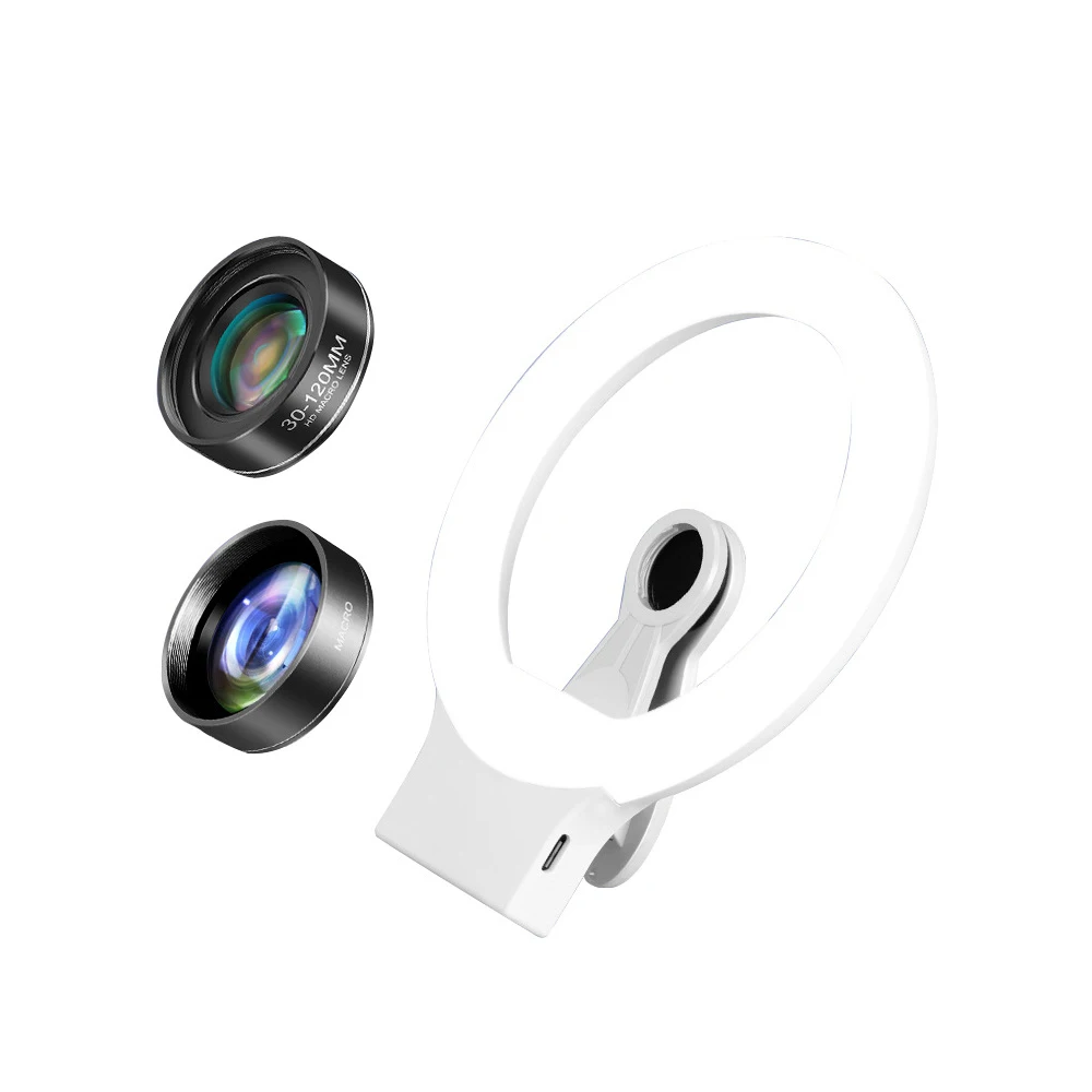 GiAi Macro Lens Smartphone Ringlight 3mm-120mm 15X Lente Macro Para Celular & Ring Light For Iphone Smartphone