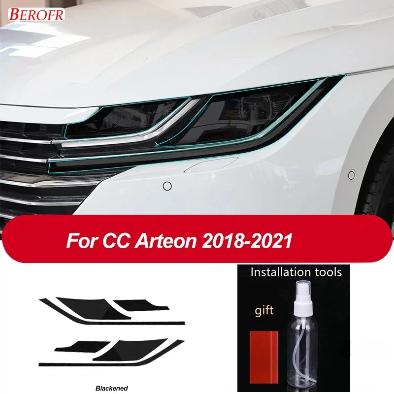 

2 шт. защитная пленка для фар автомобиля, прозрачная черная наклейка из ТПУ для Volkswagen VW CC Arteon 2018-наст. время, аксессуары