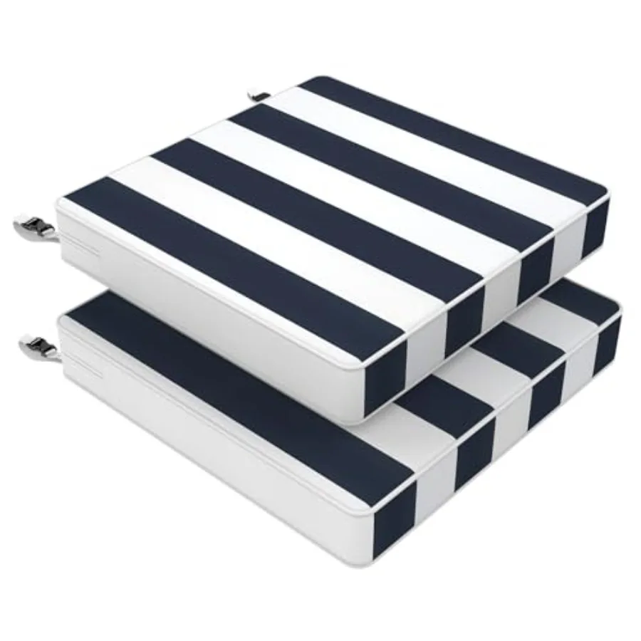 

Подушки для уличных стульев 20x20x3 дюйма, квадратные, водоотталкивающие, для патио, с завязками и скрытой молнией, 2 штуки, из плотного пенополиуретана