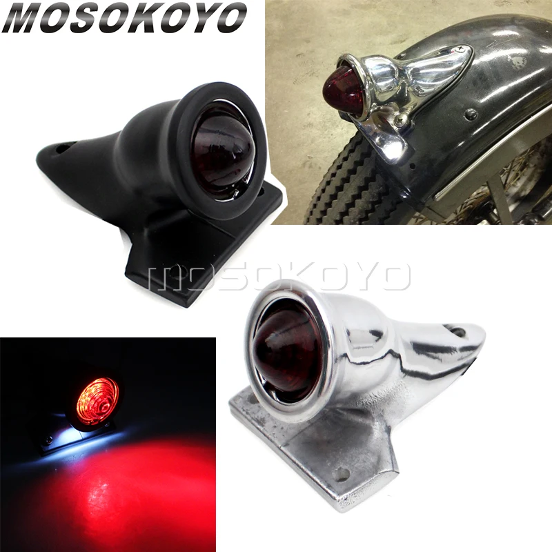 Motorcycle LED Red Rear Tail Brake Stop Light Lamp Retro Taillight For Harley Cafe Racer Chopper Bobber Brass Taillights Light