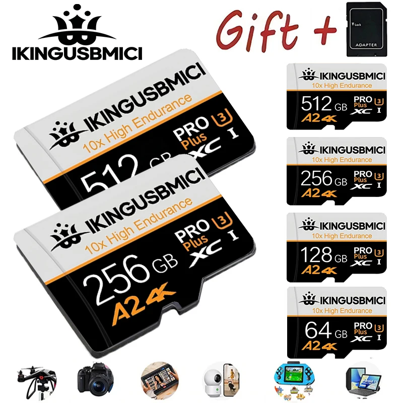

TF Cards Memory Card SD Cards Micro SD Card 128GB 256GB 512GB High Speed Class 10 U1 Ultra HD for Surveillance Gaming Drone
