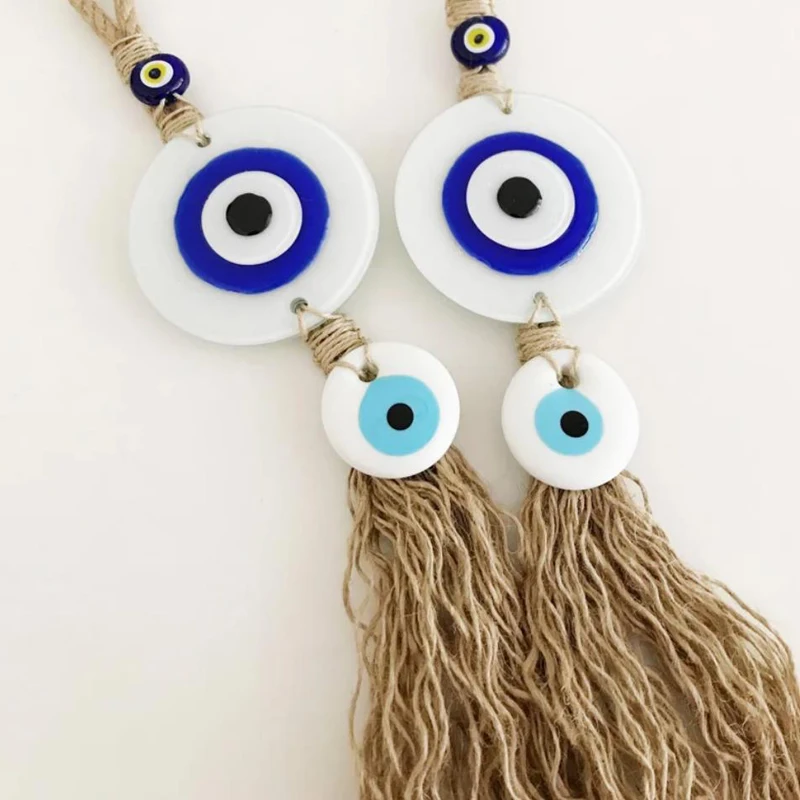 Big Lucky Eyes Glass Blue Turkish Evil Eye Pendant Bead Wall Hanging Handmade Decoration for Home Living Room Car Gift