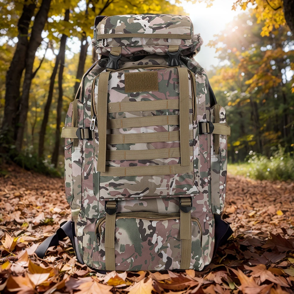 80L Comfort Breathable Camouflage Backpack Waterproof Wear-resistant Climbing Backpack Outdoor Sports Rucksack Ski Hiking Bags