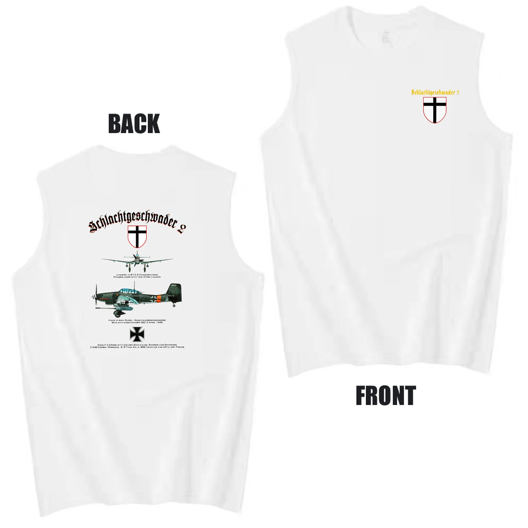 WWII Luftwaffe SG 2 Dive-bomber Wing Ju-87 Stuka Vests 100% Cotton O-Neck Tanktop Summer Casual Mens Sleeveless T-shirt