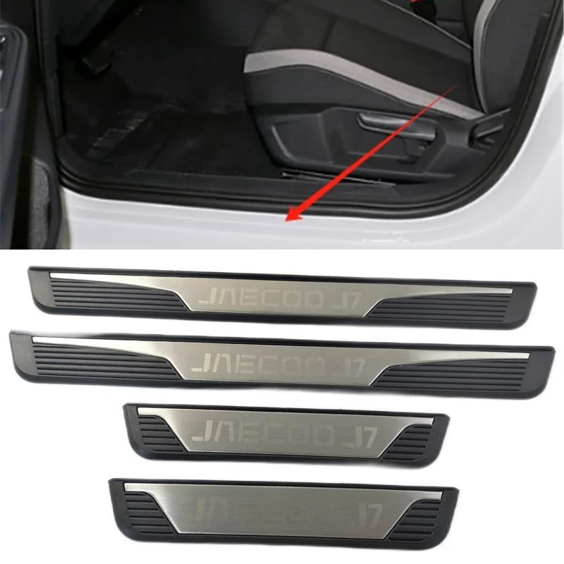 4PCS Plastic Stainless Steel For CHERY JAECOO J7 2023 2024 Car Accessories Auto Door Sill Pedal Welcome Scuff Plate Cover