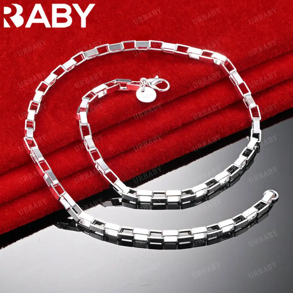 

URBABY 925 Sterling Silver 45cm 4mm Simple Necklace For Women Men Charm Trend Birthday Gifts Fashion Party Fine Jewelry