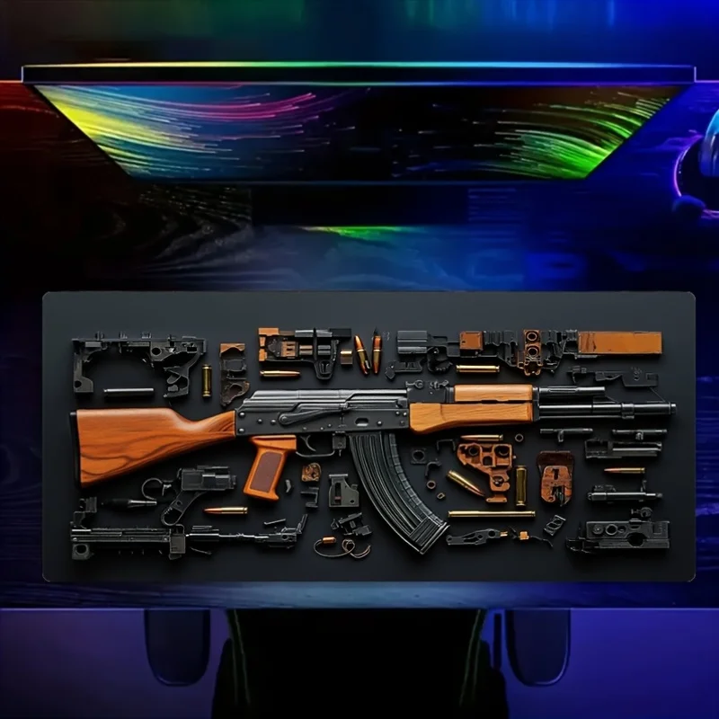 

Electronic sports game mouse pad, gun parts pattern, non-slip, washable keyboard table mat desk accessories ,playmat