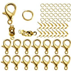 80Pcs/lot Alloy Lobster Clasp Jump Rings Connector Clasp Crimp End For Bracelet Necklace Chains DIY Jewelry Making Supplies