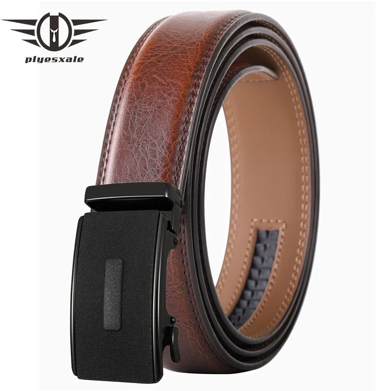 

Luxury Real Genuine Leather Belts For Men Alloy Automatic Buckle Waist Strap Gray Blue Black White Brown Dress Belt Male B558