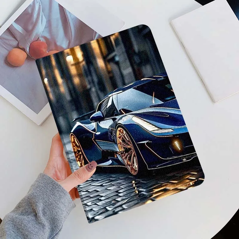 Shiny Black Sports Car Night For iPad Pro Mini Air 1 2 3 4 5 6 7 10 11 th 8 9 gen 11 M4 M5 Foldable Tablet Case Cover