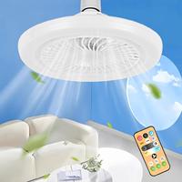 Modern Ceiling Fan with Remote Control Lighting Lamp E27 Converter Base for Bedroom and Living Room Smart ceiling fan lamp