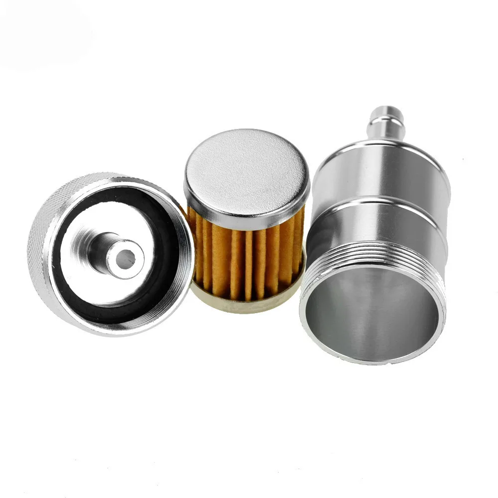 

ALUMINIUM INLINE FUEL FILTER WITH SPARE ELEMENT FOR 6MM FUEL HOSE FILTRATION FILTERS UP TO 40 MICRONS INLINE METAL CONSTRUCTION