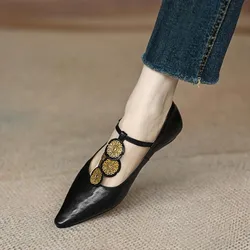 Zapatos planos de diseñador de lujo para mujer, calzado elegante de estilo romano, con punta estrecha, a la moda, para caminar, para verano, 2024