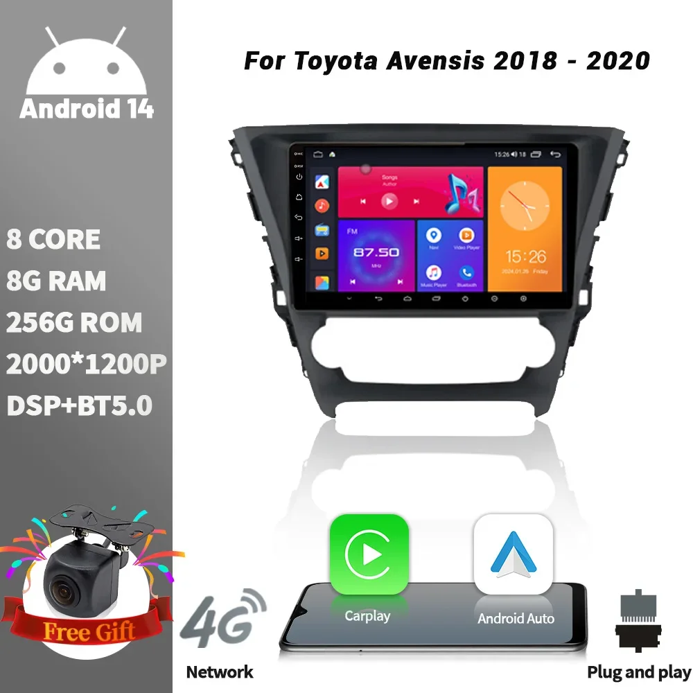 

Android For Toyota Avensis 2018-2020 Car Radio Multimedia Player Navigation Wireless CarPlay Screen Stereo 2DIN