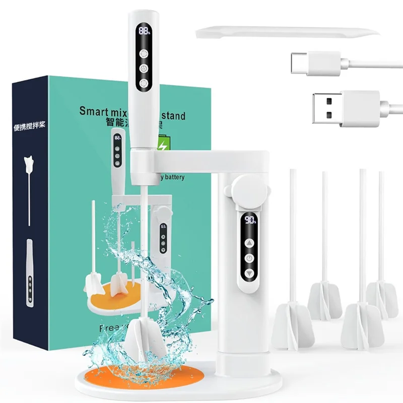 

НОВЫЙ электрический миксер для смолы с кронштейном Перезаряжаемый миксер для эпоксидной смолы с кронштейном для миксера для смолы без помощи рук, изготовление мыла и т. д.