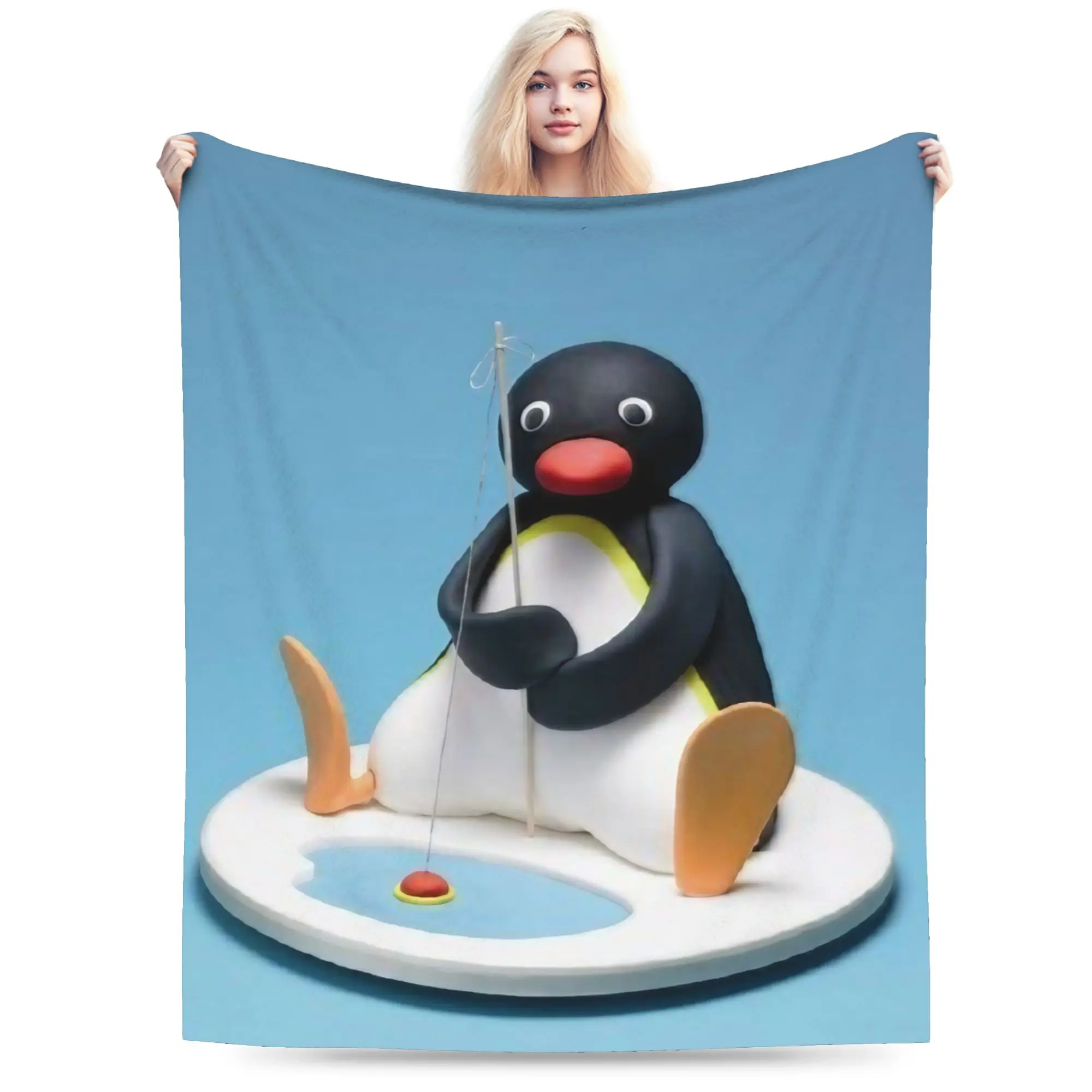Pingu Penguin Blanket Multi-size Soft Fuzzy Plush  Throw Blankets for Couch Sofa and Bed
