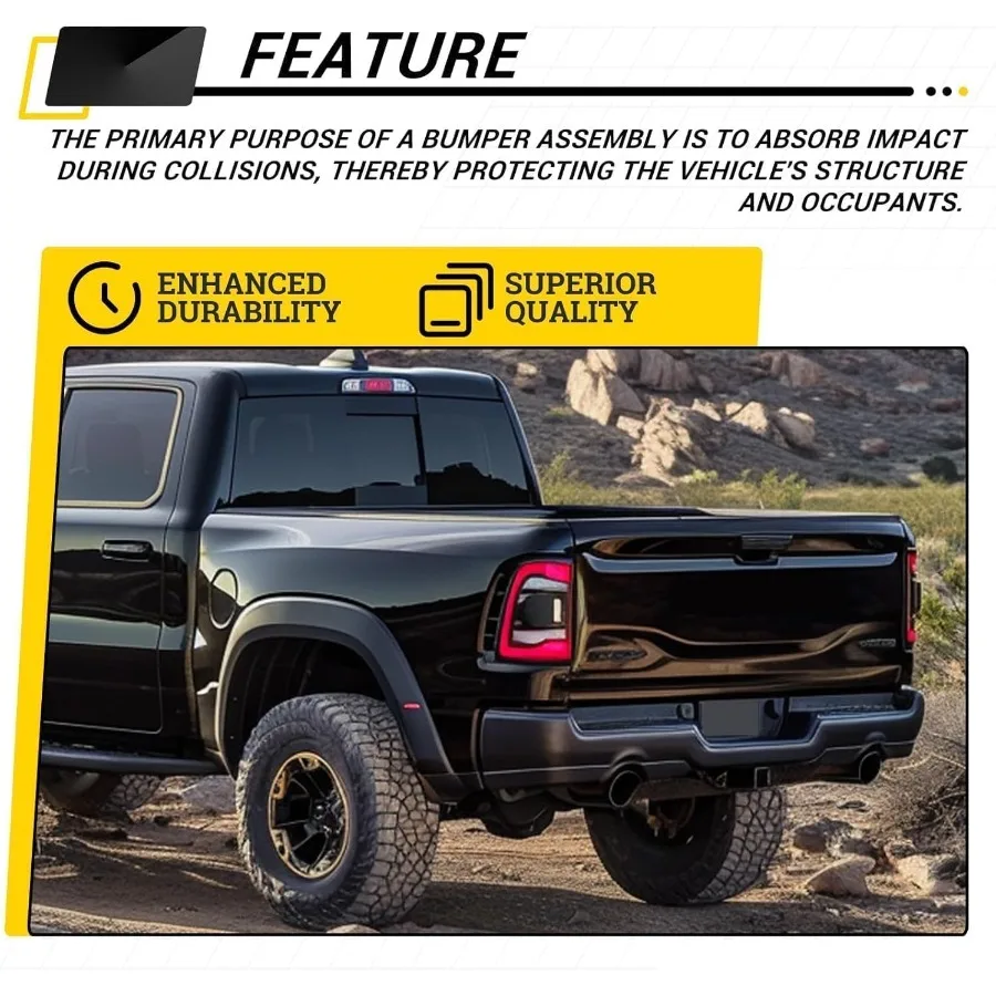 مجموعة المصد الخلفي متوافقة مع 20092018 دودج رام 1500 و20192024 رام 1500 كلاسيك و 20102012 رام 2500 3500 استبدال #3