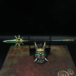 Genshin Impact Xiao Mask Keychain Hot Game Zinc Alloy Miniature Small Primordial Jade Winged-Spear Blunt Blade Weapon Replica
