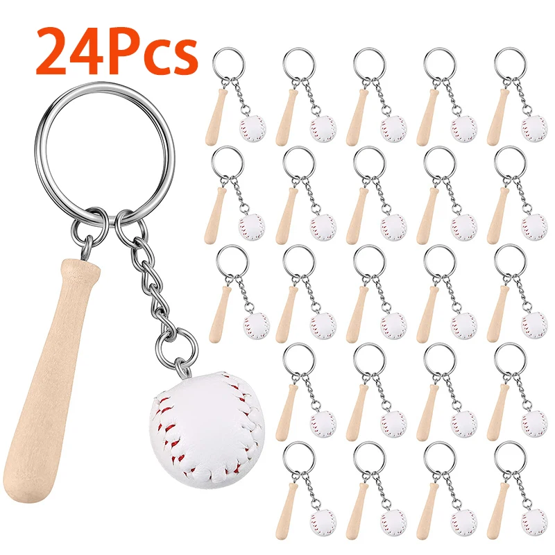 

24pcs Easy to Carry Bag Jewelry Pendant Widely Use Bag Keychain Baseball Decor Bag Jewelry Sports Charm Ring Sporting Goods