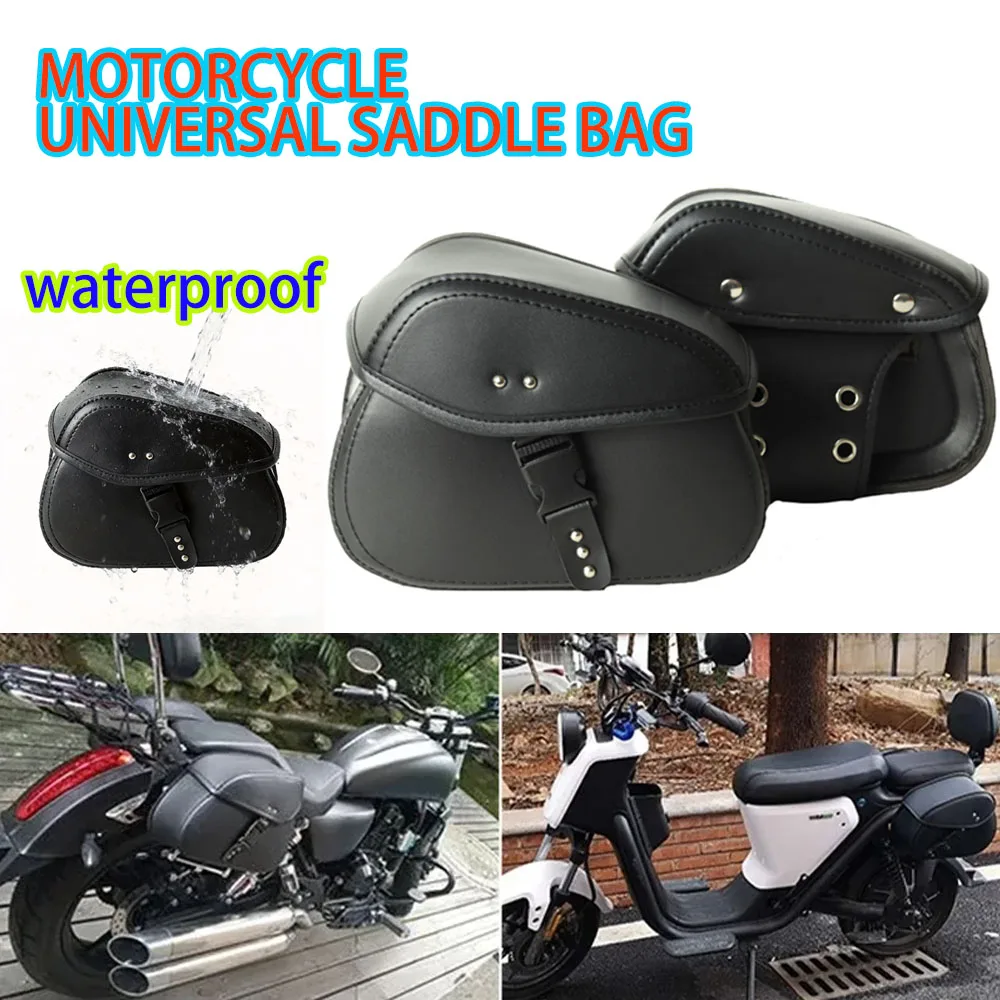 

PU Leather Waterproof Motorcycle Saddlebags Universal Motorbike Side Backseat Storage Bags Fit For Most Motorcycle Models