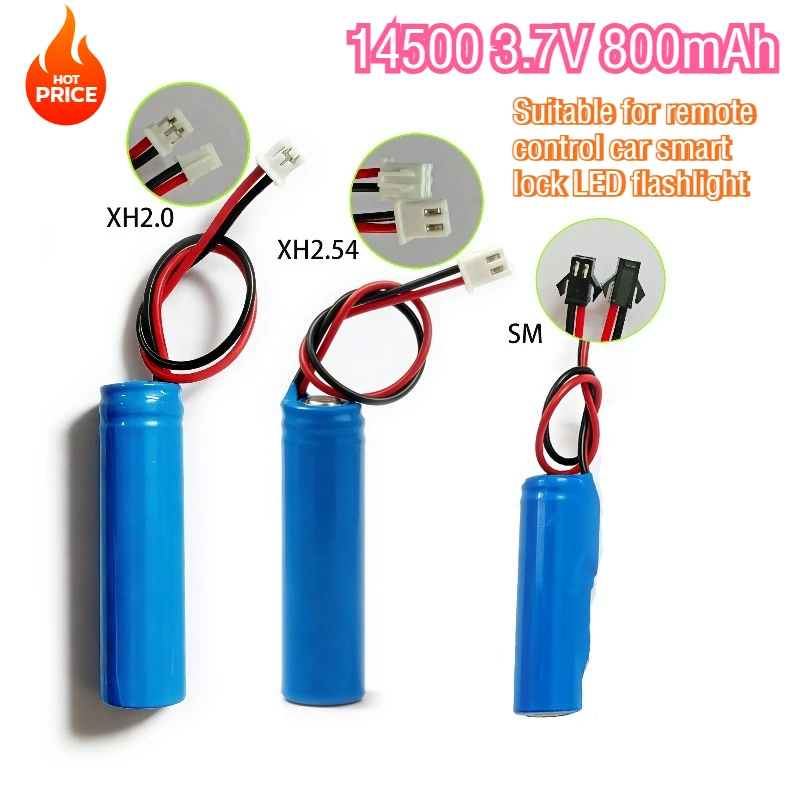 Best Selling 3.7V 14500 Lithium Ion Battery 800mAh PH2.0 for Remote Control Model Smart Lock LED Flashlight Portable Electronics