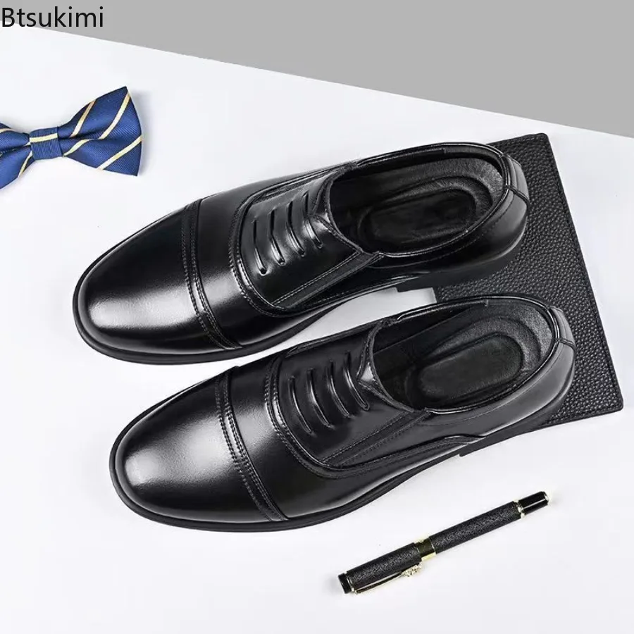2026 Fashionable Men's Daily Comfortable Business Office Formal Shoes Low Cut Round Toe Multifunctional Wedding Groomsmen Shoes