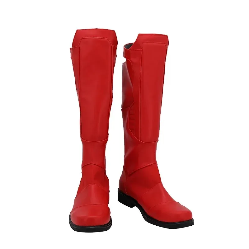 2025 aaa SuperGirl Shoes Movie Red Long Leather Boots For Halloween Adult Men Superhero Clark Kent Cosplay Re