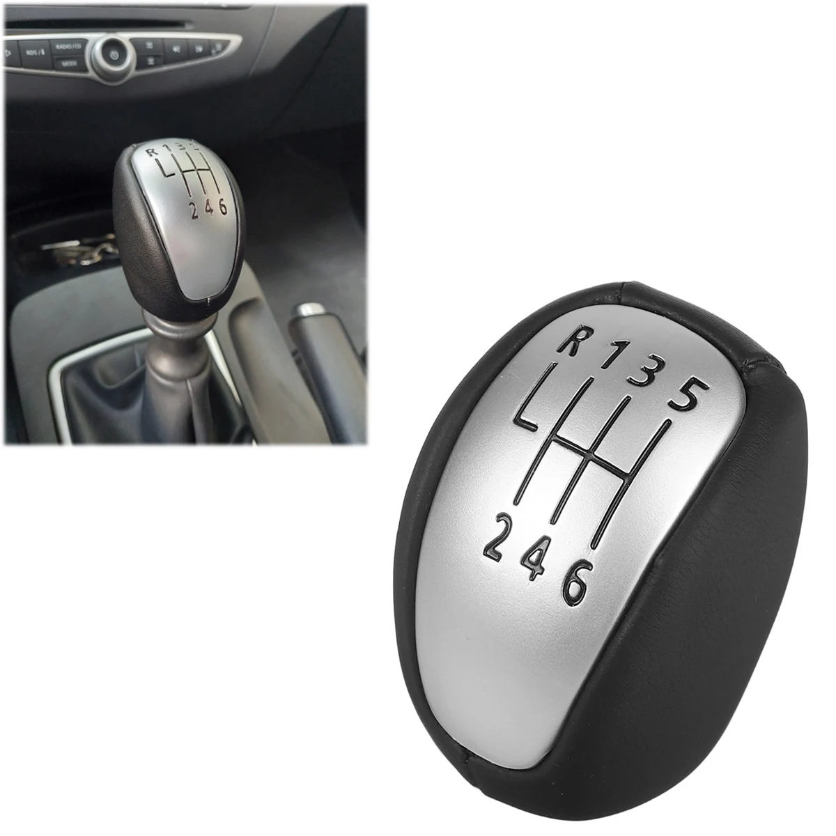 

For Renault Laguna Mk3 2007-2015 PU eather Manual Gear Shift Knob Cover 6 Speed Shifter Lever Car Accessories Black