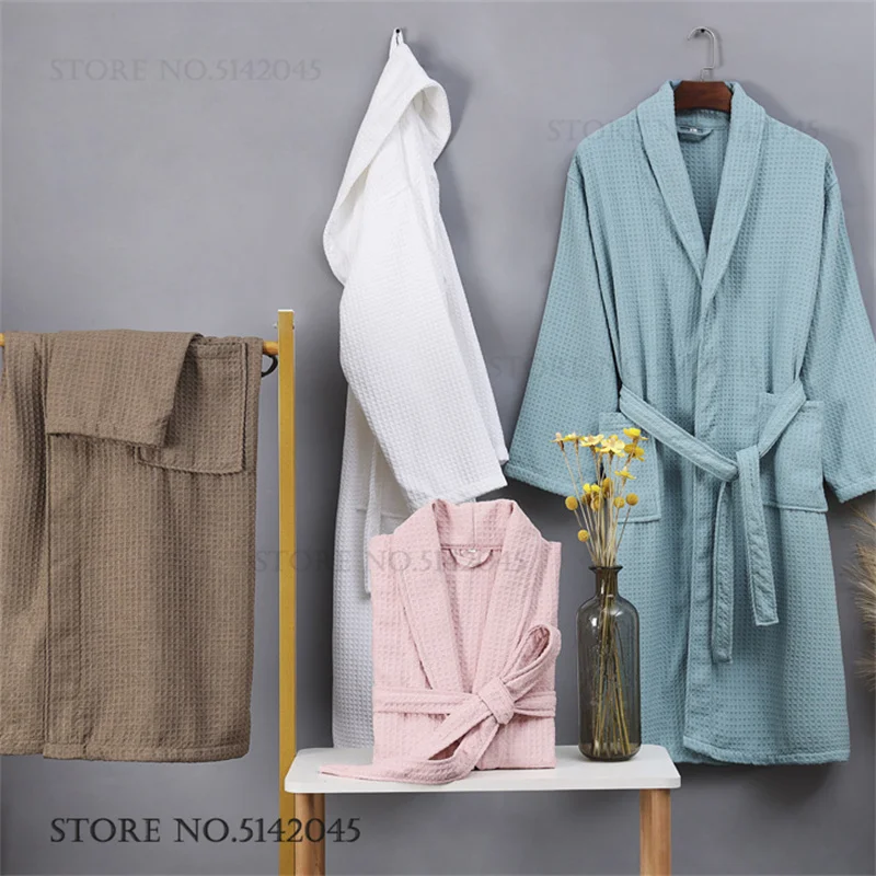 

Loose Cotton Waffle Couple Bathrobe Sleepwear Spring Summer New Sleep Robe Homewear Japanese Style Kimono Gown Yukata Loungewear