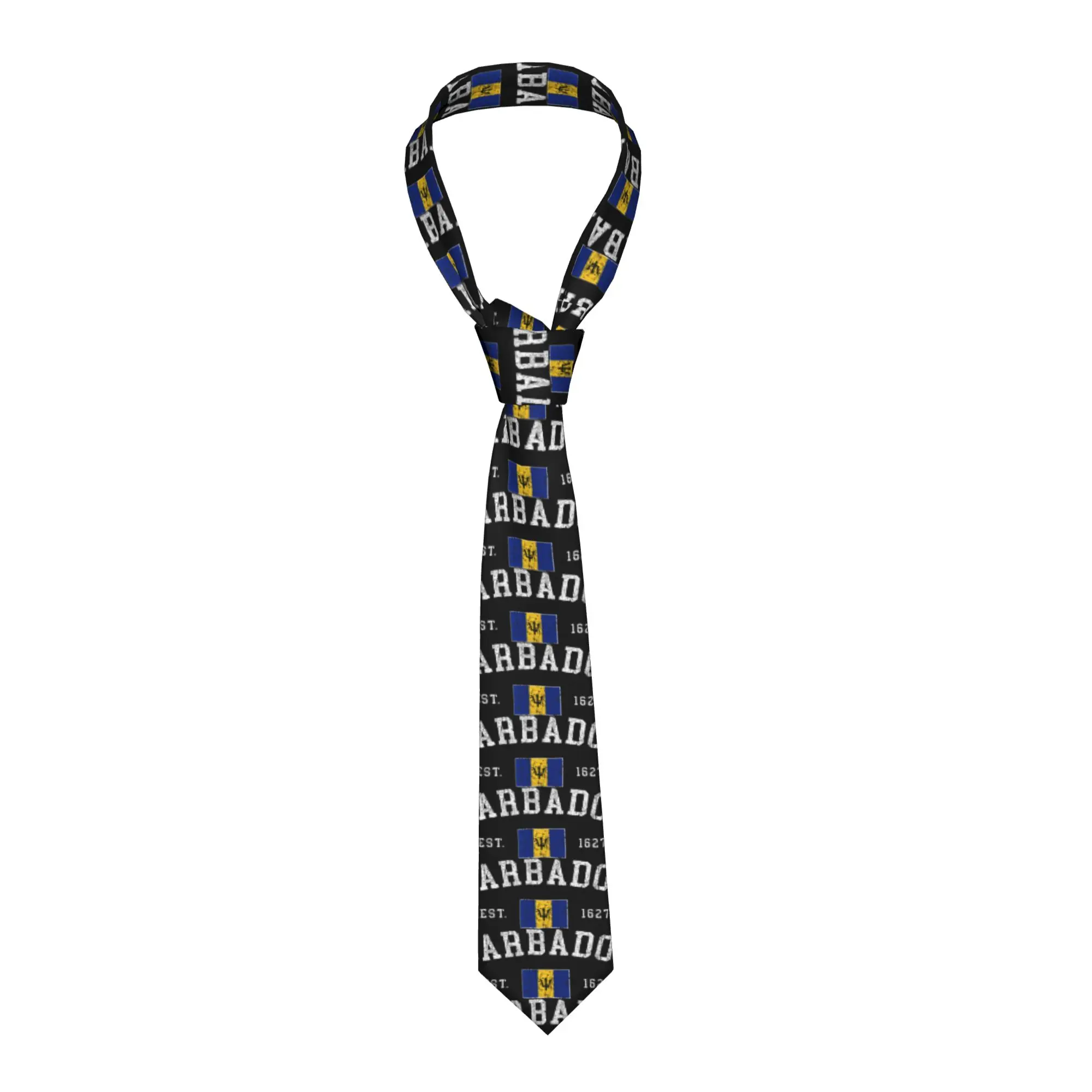 Barbados Flag Retro Tie  Novelty Casual Neck Ties For Men Wedding Quality Collar Tie Pattern Necktie Accessories