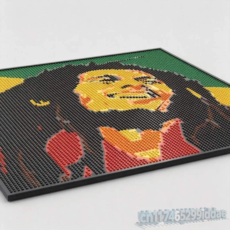 1980 Parts Portrait MOC Music Icon Art Model Custom Puzzle DIY Assembly Building Blocks Wall Display Creative Collection Gifts