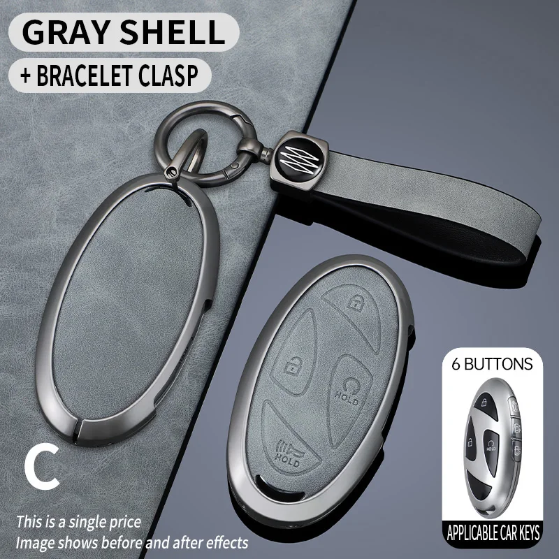 

Zinc Alloy Leather Car Key Case Key Cover Shell Holder for New Kona SX2 for Hyundai IONIQ 6 New Grand Prix GN7 Car Accessories