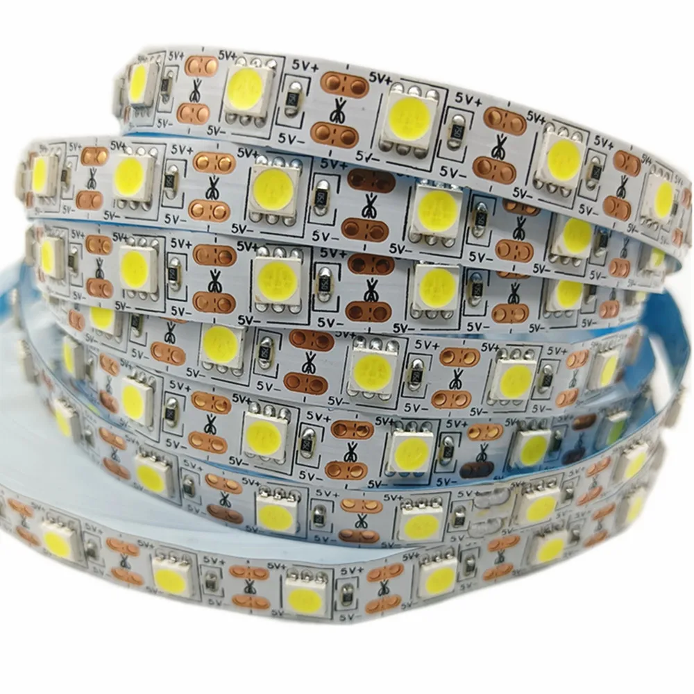 5 فولت 5050 RGB LED قطاع ضوء شريط مرن مصباح مقاوم للماء 50 سنتيمتر 1 متر 2 متر 3 متر 4 متر 5 متر مع 4pin التوصيل أبيض/أسود PCB ديكور المنزل