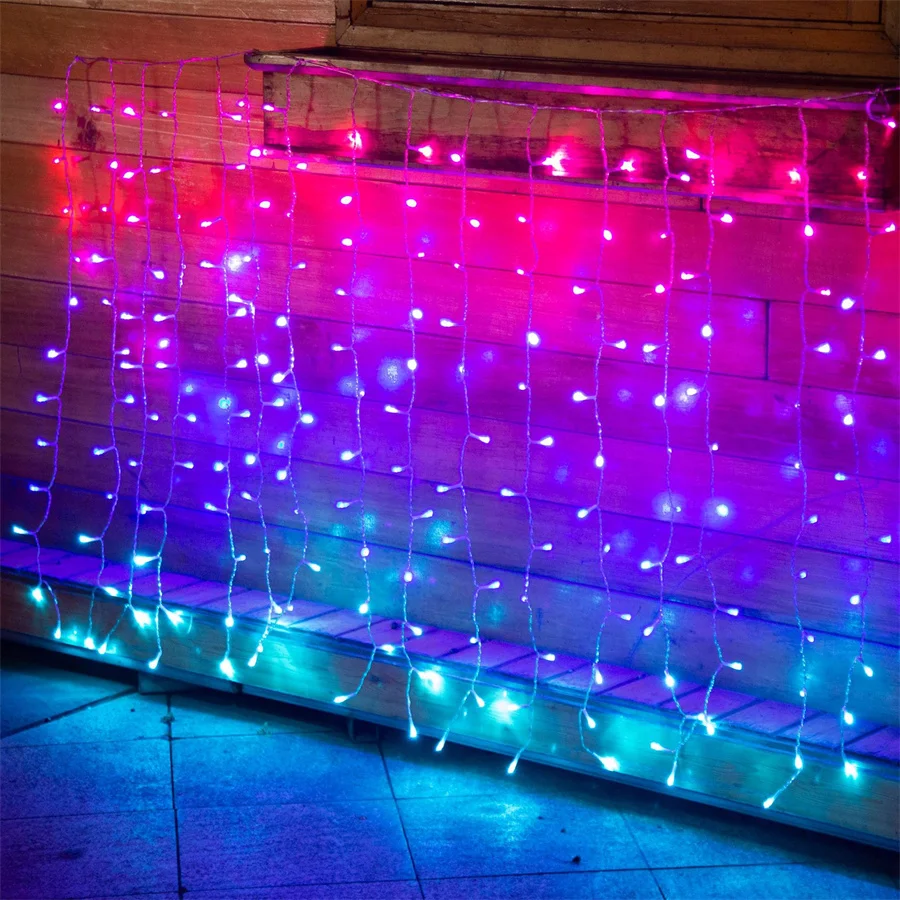 3X3M Regenboog Raam Gordijn Sprookjesachtige Verlichting Buiten Regenboog Led Ijspegel Verlichting Voor Meisjes Kamer Slaapkamer Tiener Kinderen Eenhoorn Kamer Decor