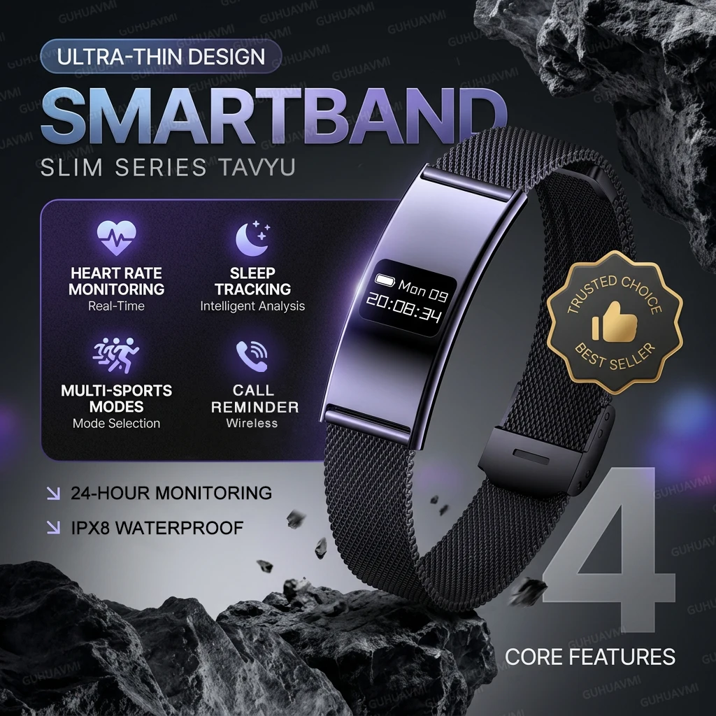 

2026 New 2.8mm Ultra-thin Smart Bracelet Heart Rate Sleep Health Monitoring Wristbands Waterproof Sports Smart Watch Men Women