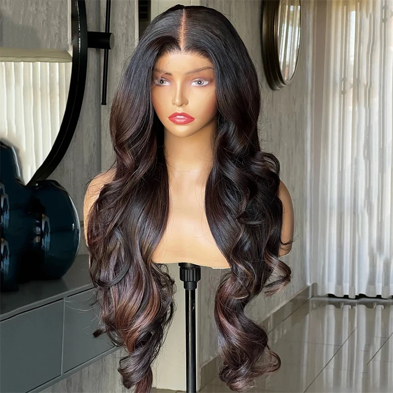 

Preplucked Ombre Brown 28inch 180Density Wave 5x5 Silk Base Jewish Human Hair Wig With Baby Hair HD Lace European Hair