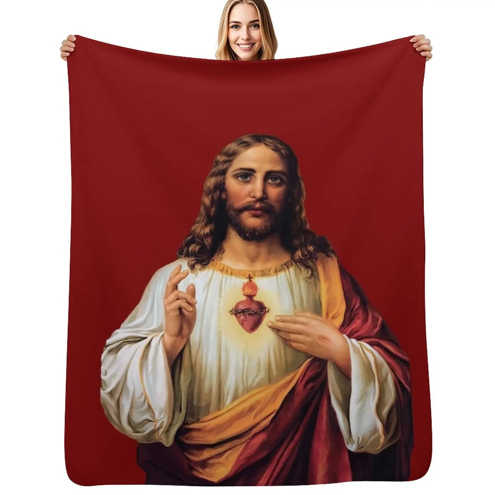 Sacred Heart of Jesus - III (transparent background design) Throw Blanket Soft Comfort Blanket for Reading Watching TV