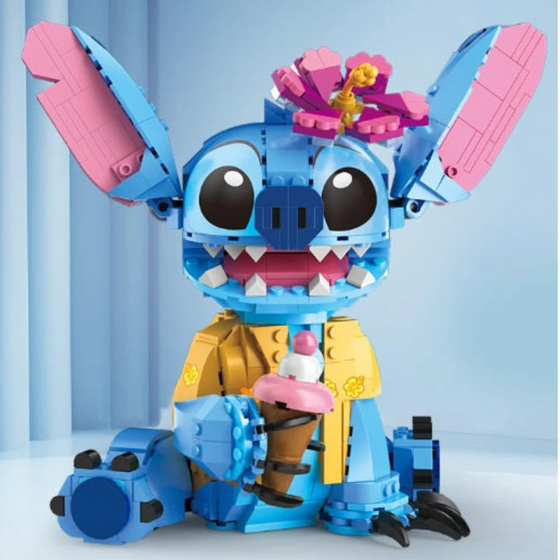 

2025 Stitch Doll children's puzzle assembling block cartoon toy with movable ears assembling birthday gift for boys and girls