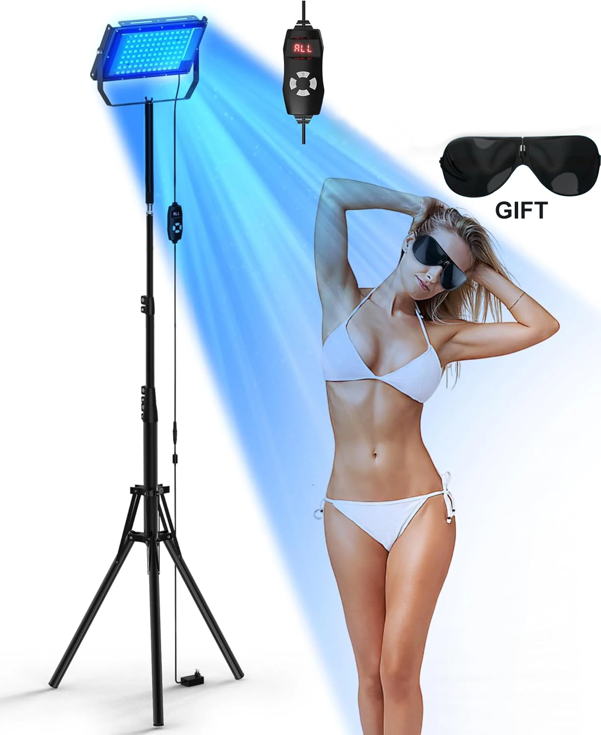 

50 Вт лампа для загара, штатив, соляриумная лампа для УФ-загара, длина волны тела, 460 нм и 480 нм, 48 шт., лампа синего света, соляриум, загар, уход за кожей