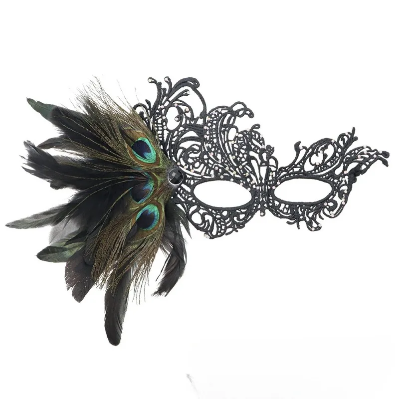 1 pièce/dentelle strass plume demi-visage couverture pour femmes filles-mascarnaval mascarade Mardi Gras séance Photo de noël